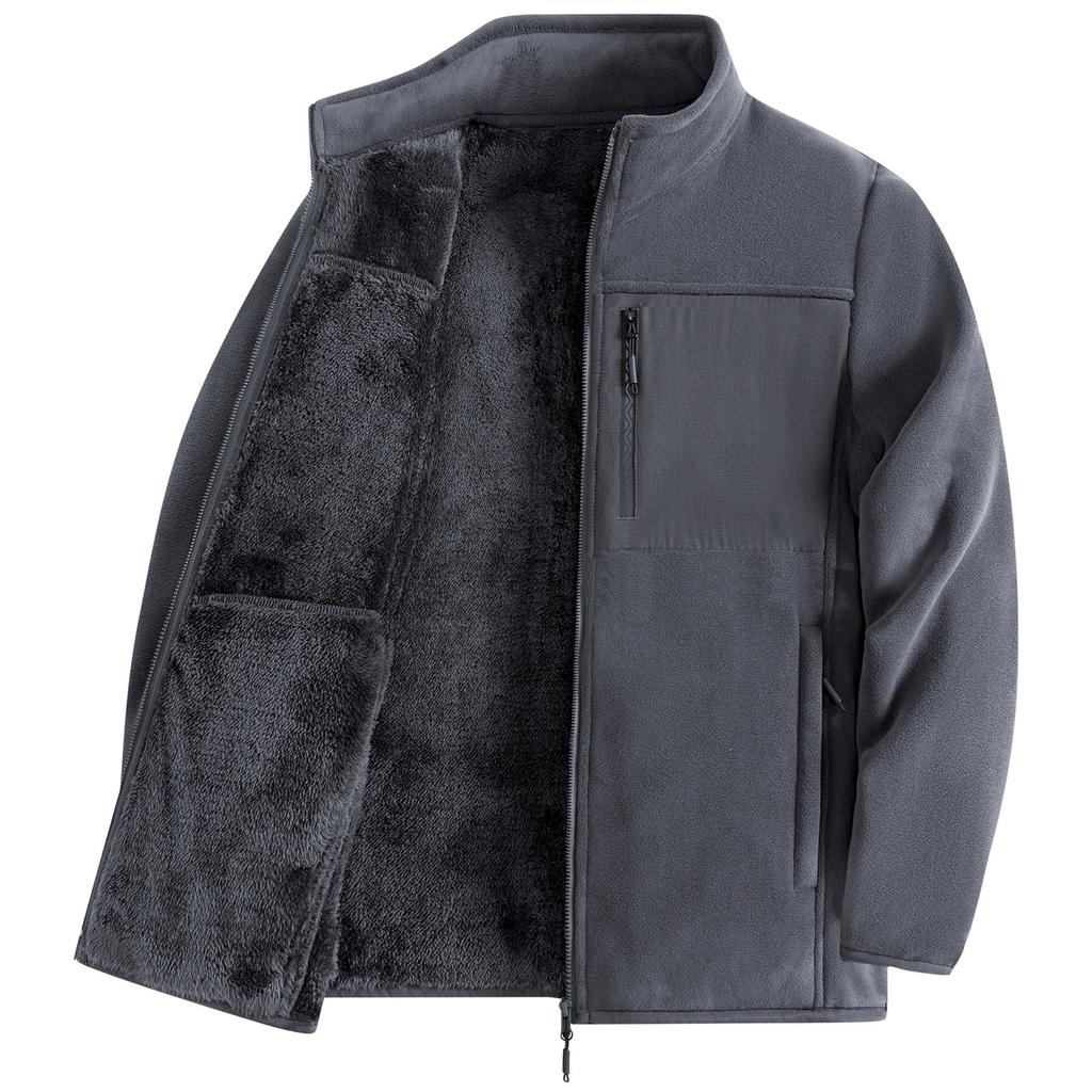 Мужская флисовая куртка на молнии с воротником плюс флисовая теплая куртка, уличный ветрозащитный термоплащ