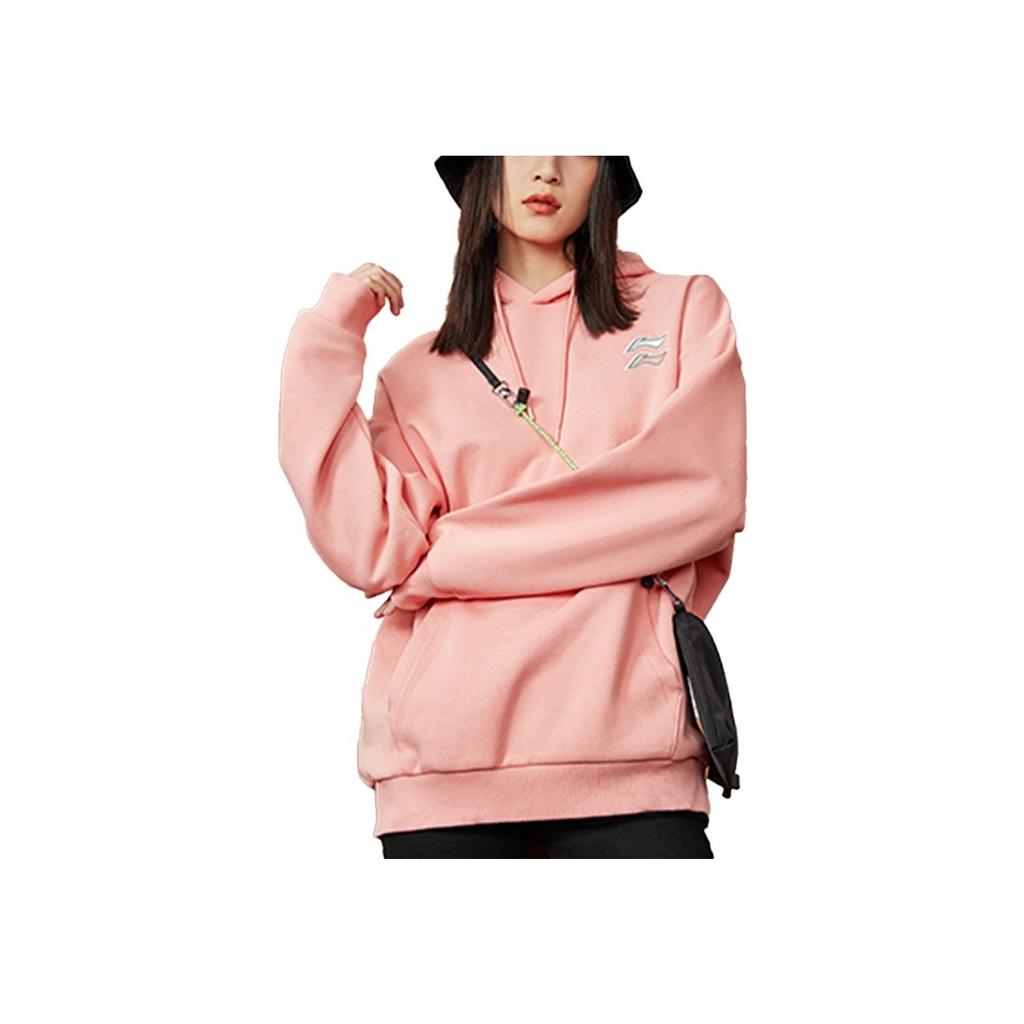 Li Ning Sports Fashion Series свободный пуловер с капюшоном мужские толстовки розовые AWDQB38-6