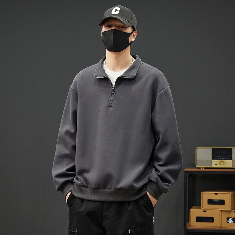 Толстовка Dm Half Zip для мужчин, рубашка поло, свободный воротник, футболка больших размеров с длинными рукавами, базовая рубашка