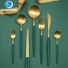HANYANG 304 нержавеющая сталь, утолщенная круглая ручка, изумрудная ложка и вилка, бытовые столовые приборы для отеля, палочки для еды из зеленого золота
