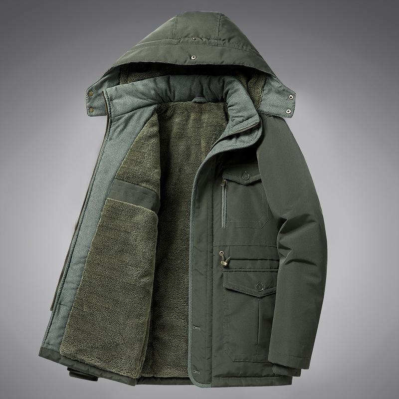 Cotton-padded Men's Winter Plus Velvet Padded Jacket Tooling Outdoor Warm Cotton-padded Plus Size Men's Coat