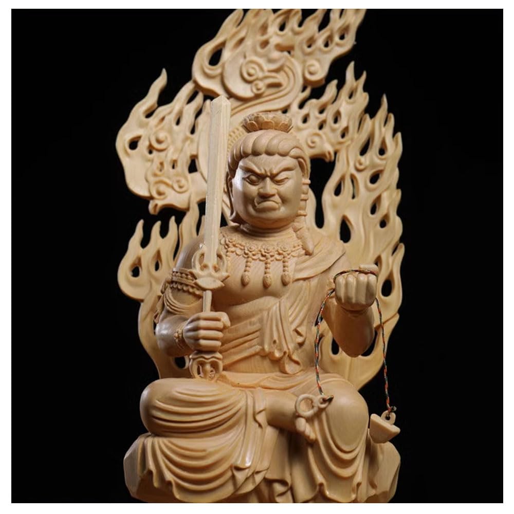 Fudo Myoo Buddha Wooden Buddhist Altar Made of Cypress Protective Principal Year of the Wooden Buddha One of the Five Great Good Luck Twelve Zodiac