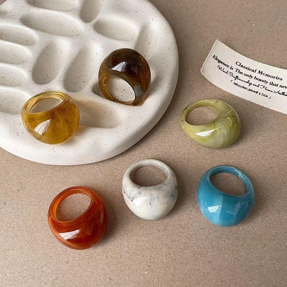 Мелард Цвет Прозрачная Смола Кольцо Шарм Неправильное Кольцо Темперамент Акриловое Геометрическое Кольцо Подарок