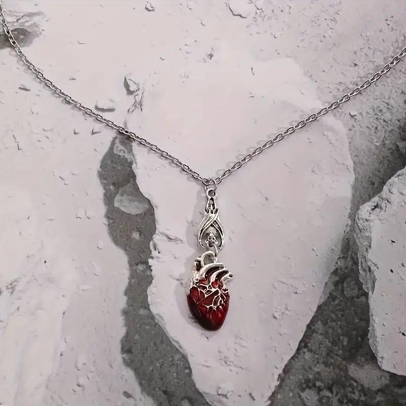 Bat-Shaped Dripping Blood Heart Pendant Necklace: Unique Vintage Bohemian Style Gift