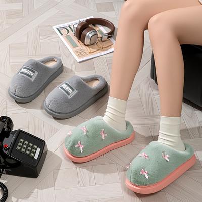Хлопковые тапочки женские осень и зима 25 новые теплые и нескользящие туфли для послеродового периода домашние комнатные хлопковые туфли на милой толстой подошве