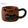 Кружки для кофе с изображением кошек, емкостью 380 мл. Милые чашки с изображением кошек, керамические чашки для чая, экономящие место, подарок для любителей и коллекционеров кошек.