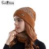 Winter New Fleece Knitted Wool Cap Unisex Hat Scarf Set Ear Protector Head Cap