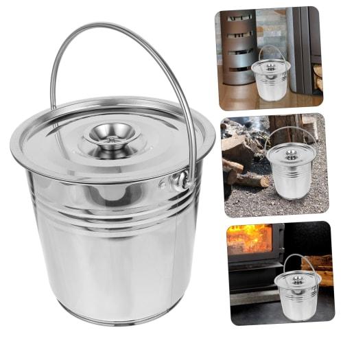 SEWOART Stainless Steel Ash Bucket for Fireplaces and Barbecues, Lightweight and Easy To Carry, with Durable Handle, Versatile for Grills and Fire Pit