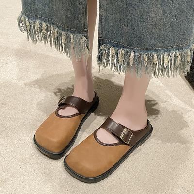 Ретро-тапочки Baotou Half Slippers Женская модная одежда 2024 Лето Новые японские повседневные плоские уродливые милые шлепанцы