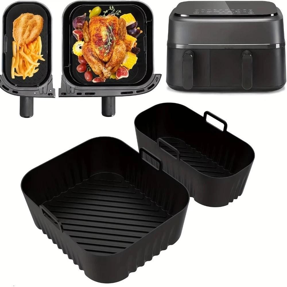 Reusable Dual Basket Baking Tray 6L/3L Air Fryer Silicone Pot Air Fryer Basket Splash Guard Tool