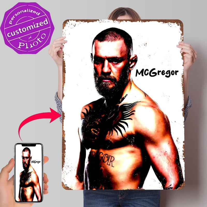 Conor McGregor Portrait Poster Customized Vintage Metal Signs Wall Art Retro Tin Plaque for Interior Decoration Living Room Home