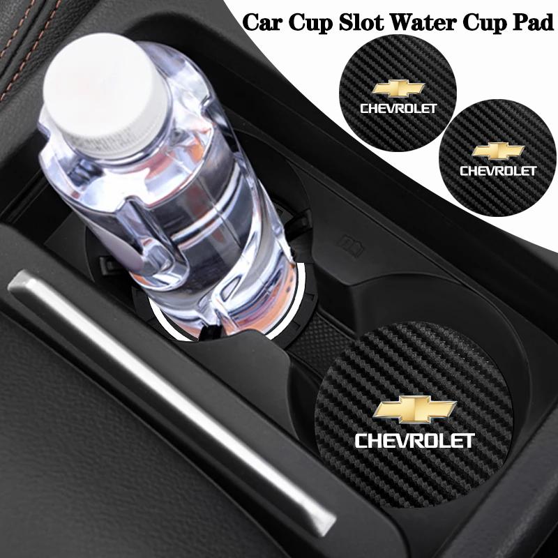 AABHI1 2Pcs Carbon Fiber Leather Coaster Car Water Cup Anti-slip Pad Mat Auto Interior For Chevrolet Orlando kalos Equinox Matiz Aveo