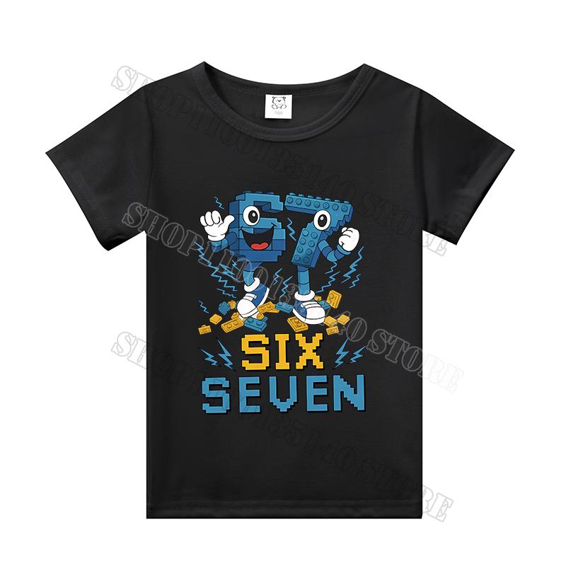Стильная детская футболка с коротким рукавом 67 Six Seven Хлопковые топы Футболки Одежда для мальчиков и девочек Модная Забавная детская футболка