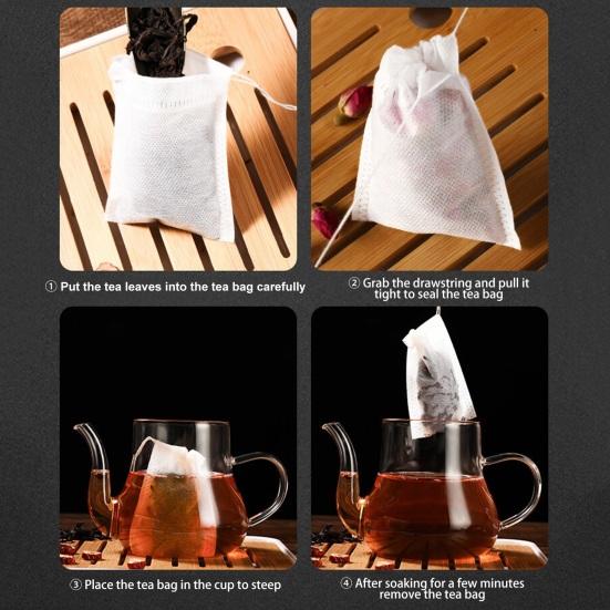 100 шт., пакеты для заварки чая, одноразовые, термостойкие, пищевые, без BPA, с плотными отверстиями, уплотнительный фильтр на шнурке, пустые пакеты для травяного чая, товары для дома