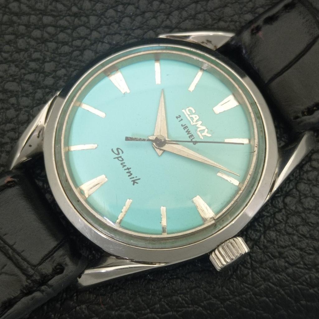 ВИНТАЖНЫЕ CAMY SPUTNIK С РУЧНЫМ ЗАВОДОМ ШВЕЙЦАРСКИЕ МУЖСКИЕ ЧАСЫ С МОРСКИМ ЗЕЛЕНЫМ ЦИФЕРБЛАТОМ a703025-1 R212-a703025