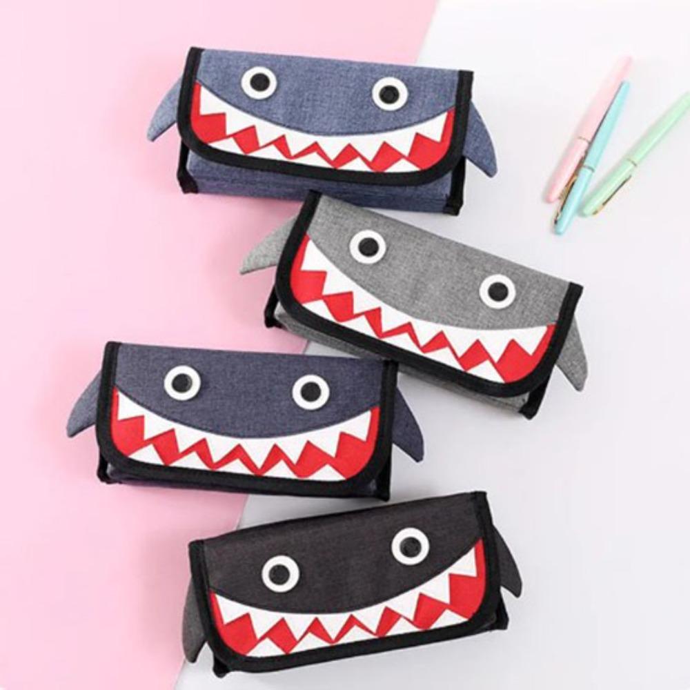 Oxford Cloth Pencil Case Large Capacity Large Capacity Pen Case Durable Shark Pencil Bags