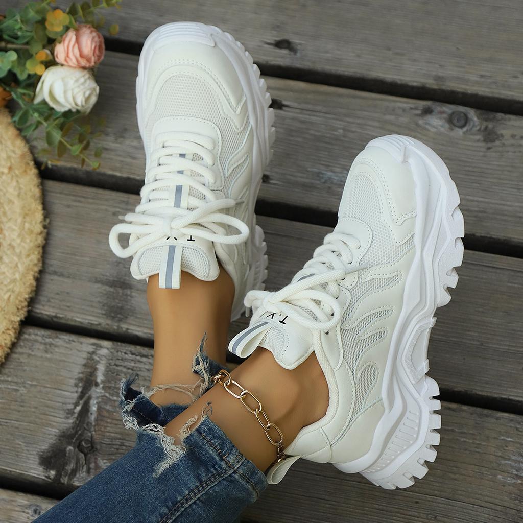 Женские сетчатые кроссовки на толстой подошве, дышащая спортивная обувь для бега на платформе для женщин, большие размеры, толстая подошва, нескользящие кроссовки для ходьбы