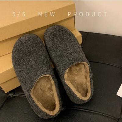 Зимние женские удобные туфли-лоферы, модные неглубокие слипоны, лаконичные уличные теплые хлопковые туфли