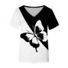 Butterfly Themed 3D Printed T-shirt V-neck 3D Printed Women's Short Sleeved T-shirt Top