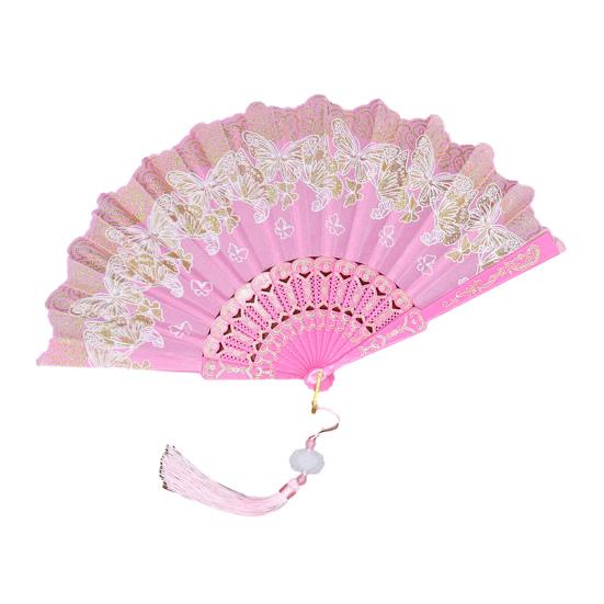 Складной веер с бронзовыми бабочками и элегантной кисточкой, полые ребра, подиумы, танцевальное представление, фотореквизит, портативный летний ручной веер, вечеринка