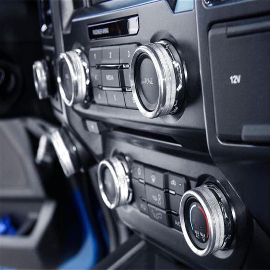 New 6x For 16-18 Ford F150 Air Conditioner Audio Switch Knob Ring Cover Trim Silver