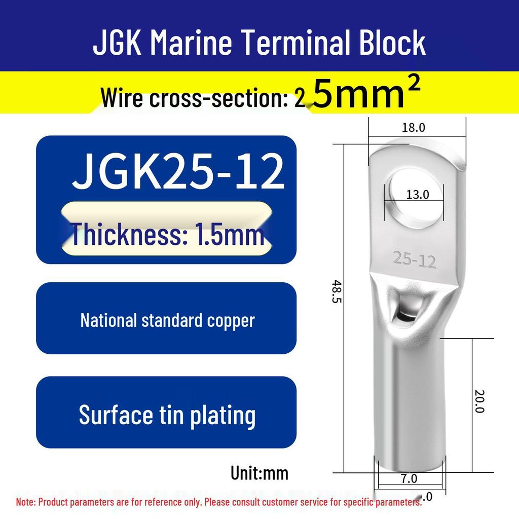 Huaxi Technology Red Copper JGK10-6 Marine Terminal Block - Cold-Pressed Crimp Ring