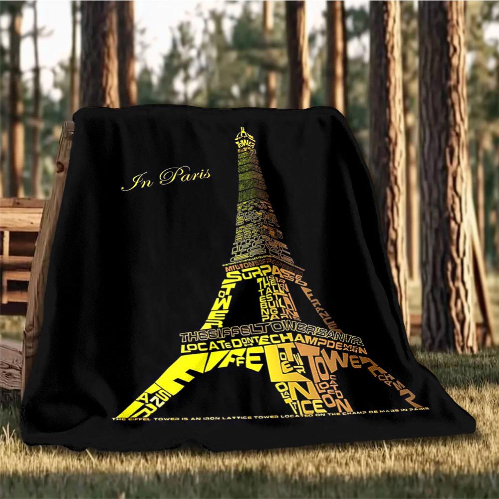 1pc Eiffel Tower Print Outdoor Soft Polyester Flannel Throw Blanket Versatile for All Seasons , Soft , Cozy , Warm All Season Quilted Throw ,