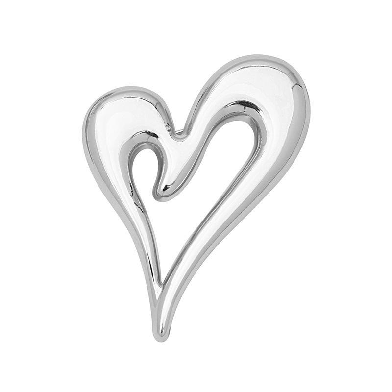 French Cold Wind Light Luxury Metal Glossy Love Design Brooch Pin Simple Temperament Suit Accessories