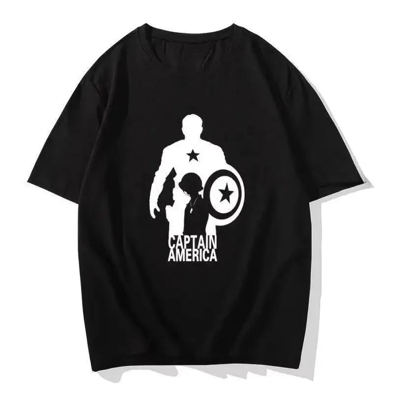 American Captain printed pure cotton shortsleeved shirt and loose roundneck Tshirt