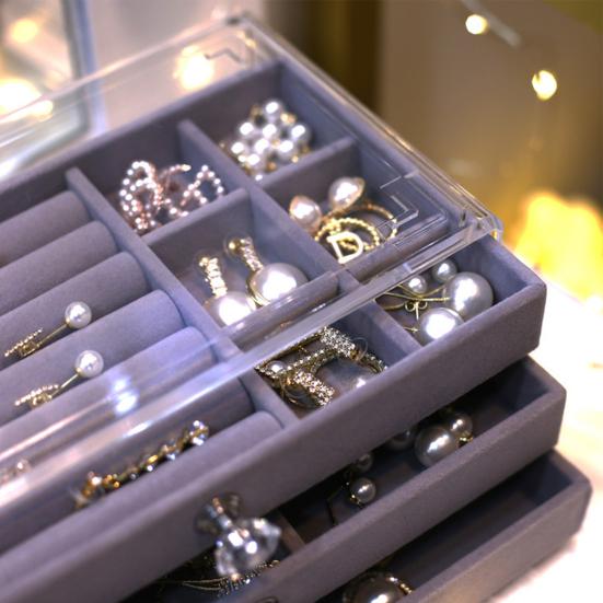 Прозрачная крышка, практичная, стильная, пыленепроницаемая, с канавками, органайзер для ювелирных изделий, держатель дисплея