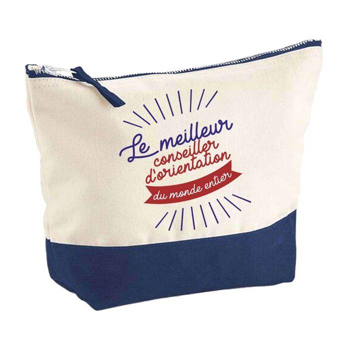 Pochette fond bleu Meilleur Conseiller d_orientation du monde - Cadeau Original Trousse Grand Format