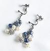 Bijou YASUO Freshwater Pearl Earrings Sparkling Black Grey White Dangling 4cm Gift