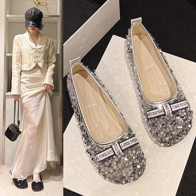 Повседневные милые балетки женские летние повседневные кожаные слипоны с круглым носком классические туфли для женщин однотонные блестящие повседневные туфли большого размера