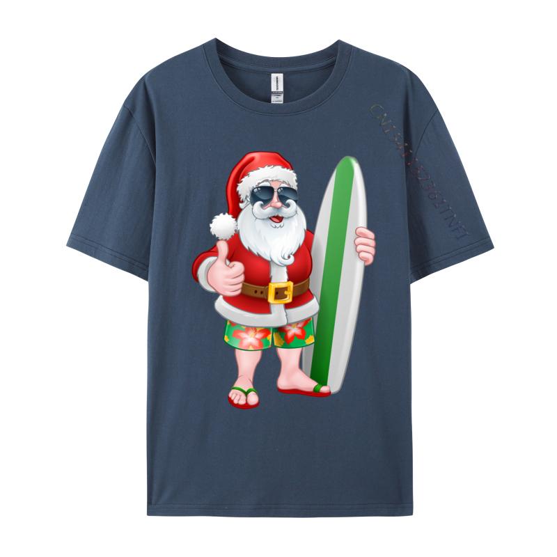 Cool Santa Surfboard Shades Cartoon Comfortable T Shirt Company Cool Cotton Fabric Men T Shirt Hip Hop Tee Shirts Wholesale