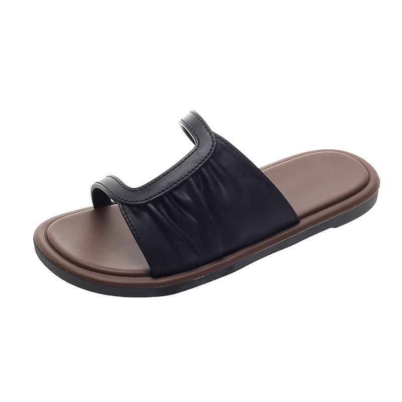 Женские летние нескользящие плоские шлепанцы - Популярные модные пляжные тапочки