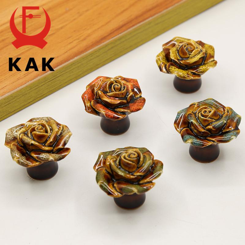 KAK Antique Style Ceramic Bear Cabinet Knobs and Handles Shoe Cabinet Door Pulls Kitchen Drawer Knobs Vintage Furniture Hardware