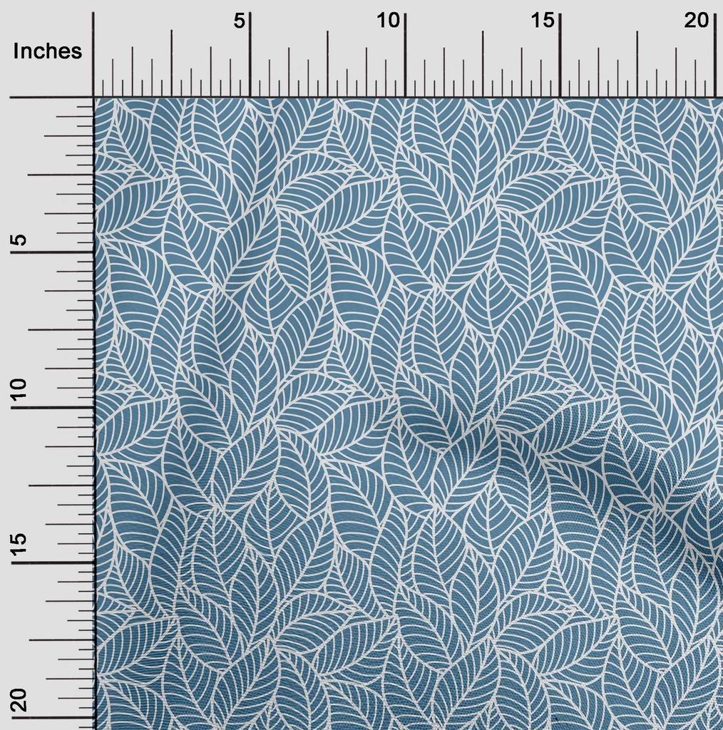 oneOone Cotton Poplin Blue Fabric Texture Leaf Sewing Craft Projects Fabric Prints By Yard 42 Inch