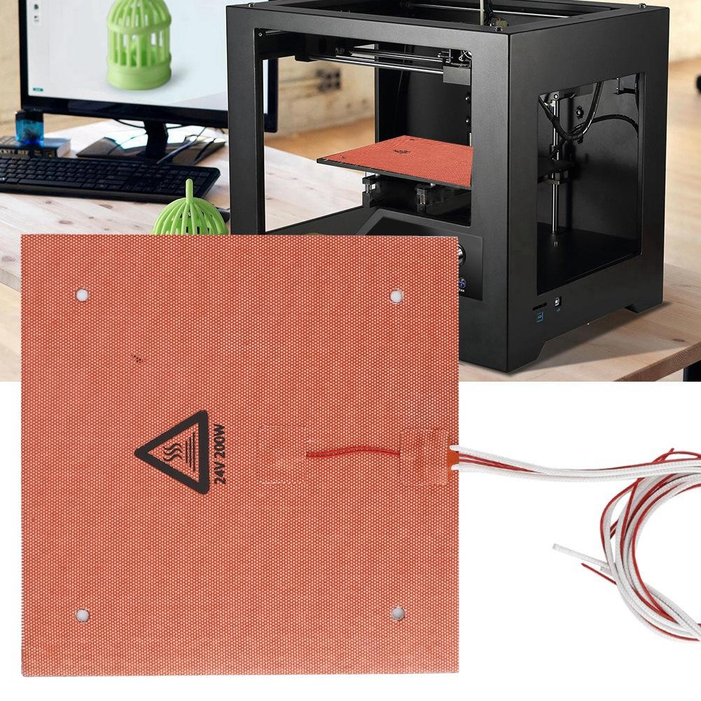 200W 24V 235*235mm High Temperature Resistance Silicone Heated Bed Heating Pad for 3D Printer