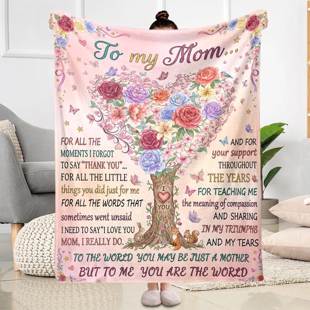 Mother's Love And Gratitude Flannel Blanket-Soft and Suitable for Sofas,Beds,Offices,Travel,All Seasons,Great Gift for Holidays and Birthdays.
