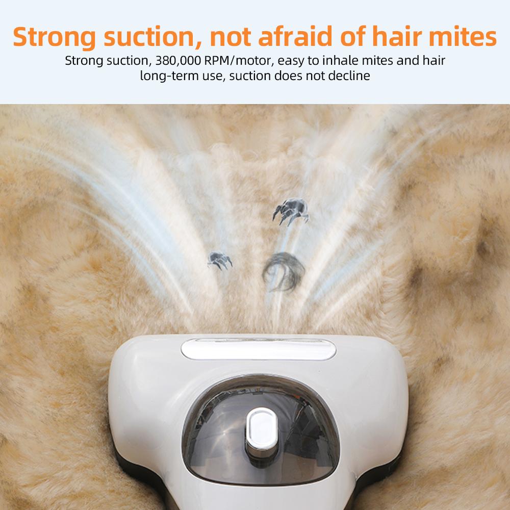Пылесос для кровати с фиолетовым светом, 12 кПа, сильный всасывающий пылесос для матраса для волос домашних животных
