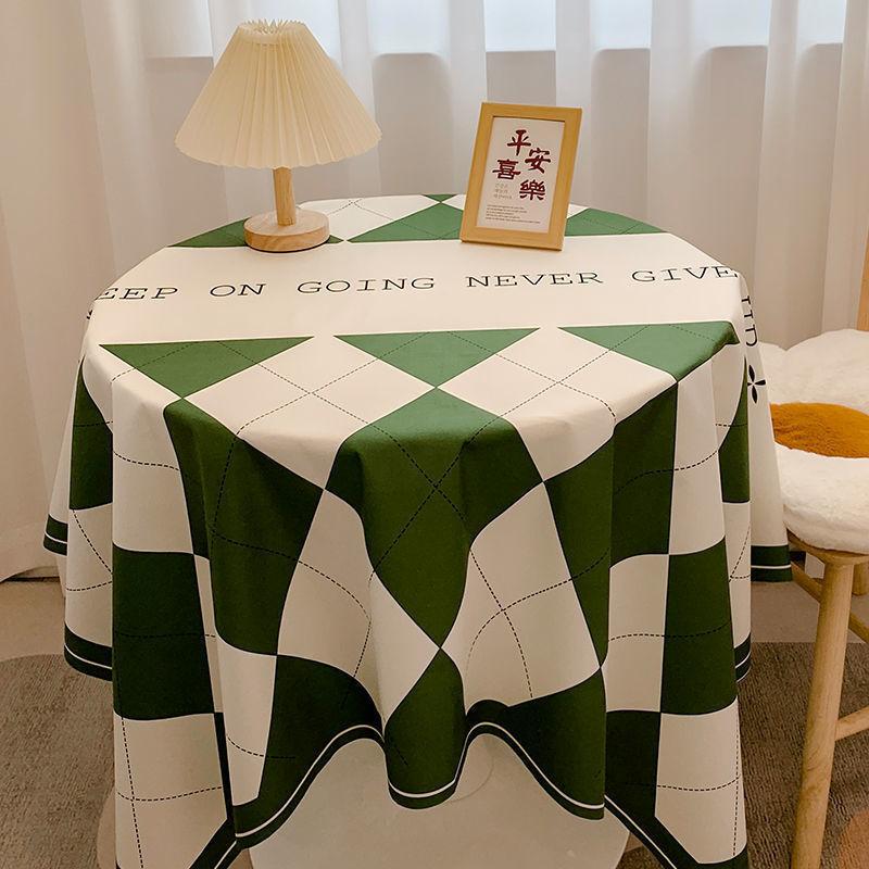 British Plaid Flannel Tablecloth Light Luxury Retro Round Table Cloth Coffee Table Cover Dustproof Dining Table Fabric