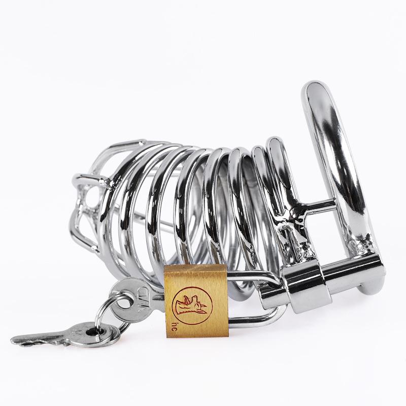 Male Chastity Device Cock Metal Lock Penis Cage Adult Sex Toy