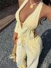 2026 Cross-Border Summer Striped V-Neck Vest & Straight-Leg Pants Set