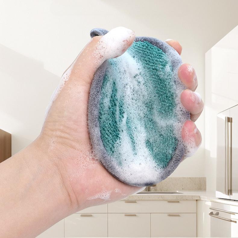 Серебряная проволочная круглая губка для протирания, кухонная и бытовая двухсторонняя губка для мытья посуды, чистящая щетка для ткани