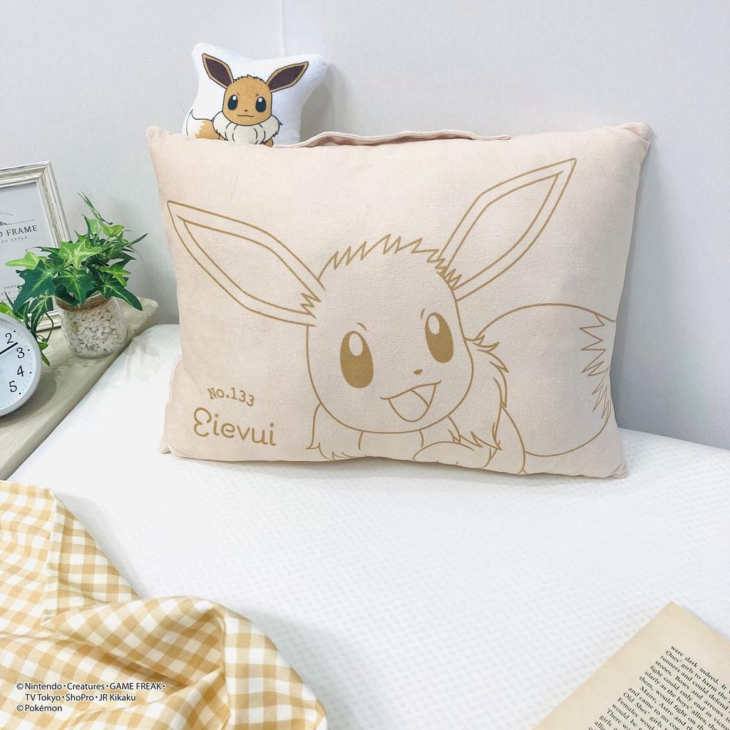 MORIPiLO Pokemon Eevee Body Pillow with Compact Plush Nap Character Pillow by Morishita (Mascot Pillow) Handle, Cushion, Toy, Pillow, 28x39x9cm,