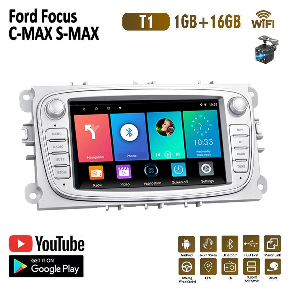2 DIN Авто Радио Android Автомобильный мультимедийный видеоплеер для Ford Focus Mondeo C-MAX S-MAX Galaxy II Kuga 7 "HD-экран MirrorLink GPS 1 + 16 ГБ