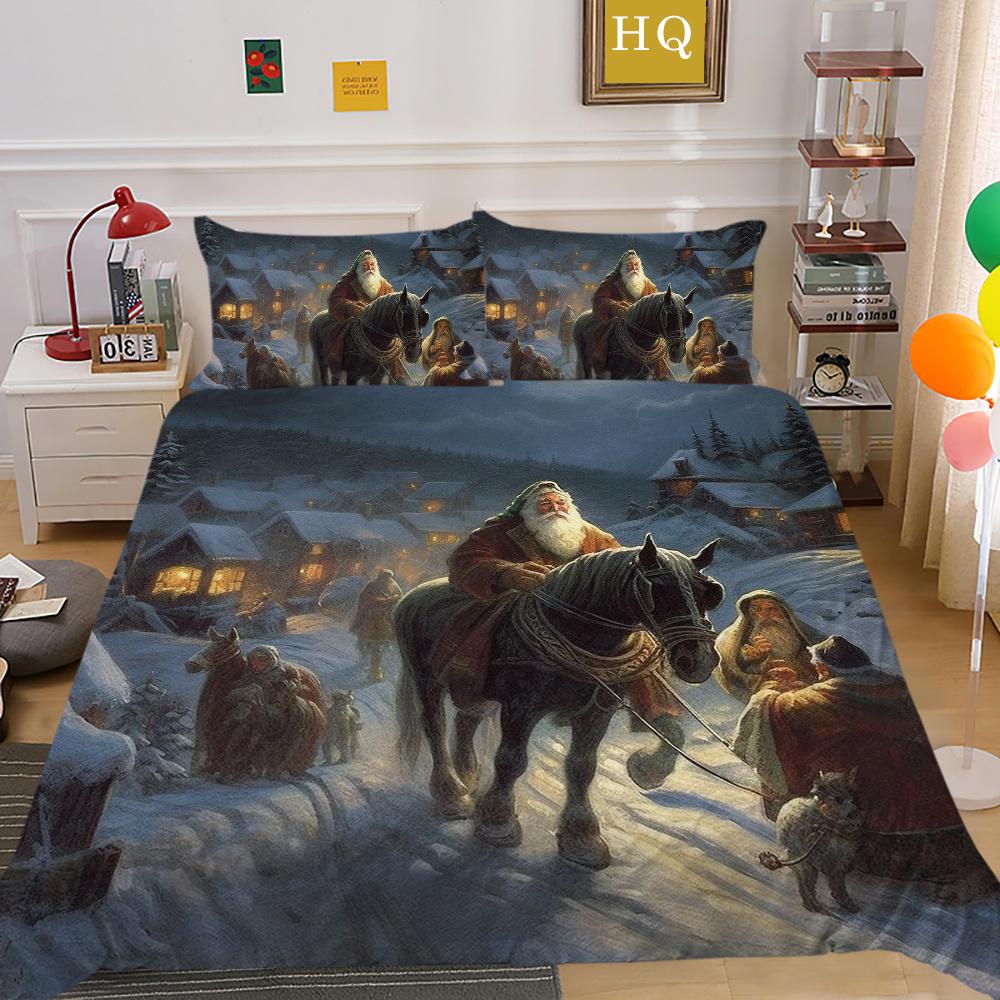 Christmas Printed Single Size Bed Set Cover Superior Highend Cartoon Design Children Teen Home Textiles