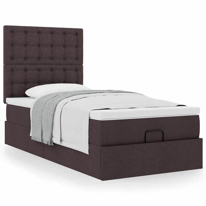 Maison Exclusive - Lit ottoman avec matelas marron foncé 90x200 cm tissu