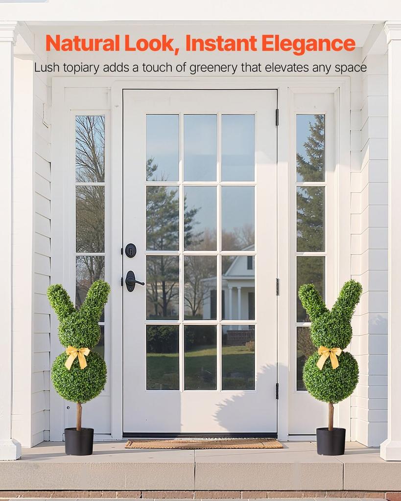 Artificial Topiary Bunny-Shape Boxwood Ball, 2 Set 914mm Faux Boxwood Plant Balls, Fake Silk Tree Look Real, Easy Assembly for Decor Front Porch