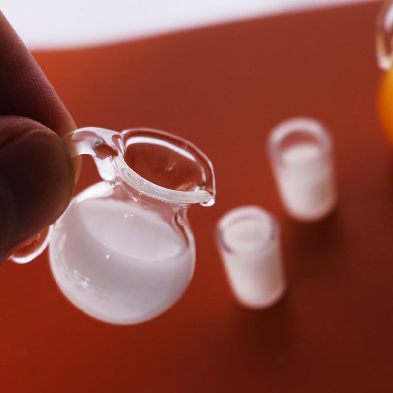 Mini Simulation Juice Milk Glass Pot Cup Combination Resin Miniature Kitchen Theme Micro Landscape Decoration Home Decoration